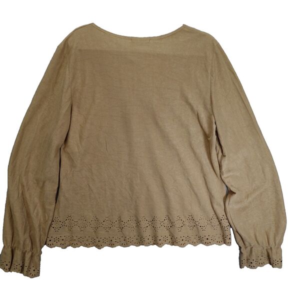 Cappuccini 50 Collezione Blouse Womens Large Indian Native American Western Tan - Picture 2 of 11